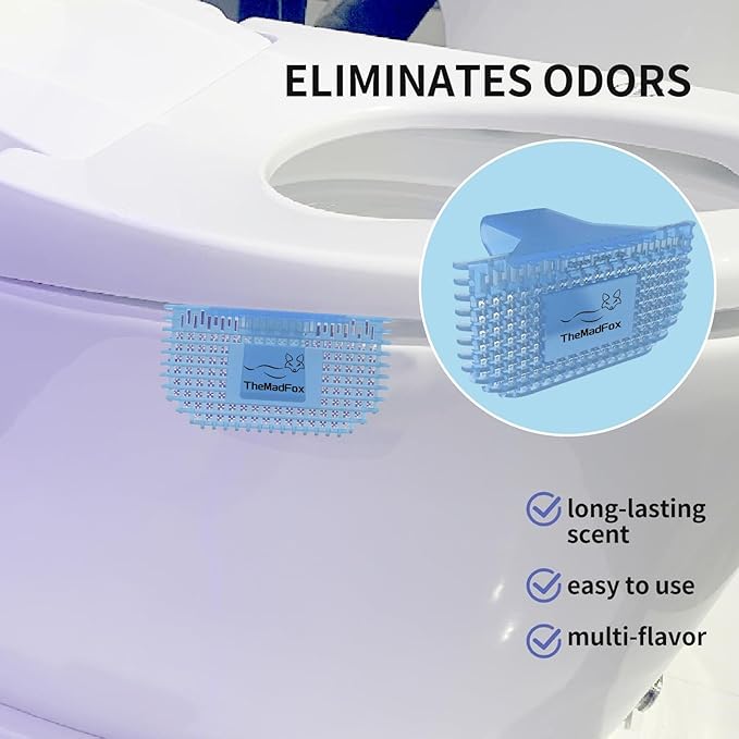12 Pack Toilet Bowl Freshener Clip, Eco Bowl Clip Air Freshener for Bathroom, Odor Eliminator with Natural Cotton Scent, Long Lasting Up to 30 Days, Discreet Secure Clip for Toilet Rim