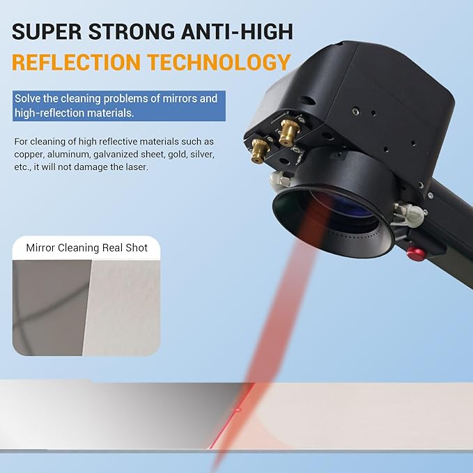US Stock ZAC 300W G Series IoT Air Cooled Laser Cleaner AC110-220V Handheld Laser Cleaning Machine Portable Rust Remover for Removing Oxide Films Paint Oil Stains Coating Class 1 Output Power 0.39mW
