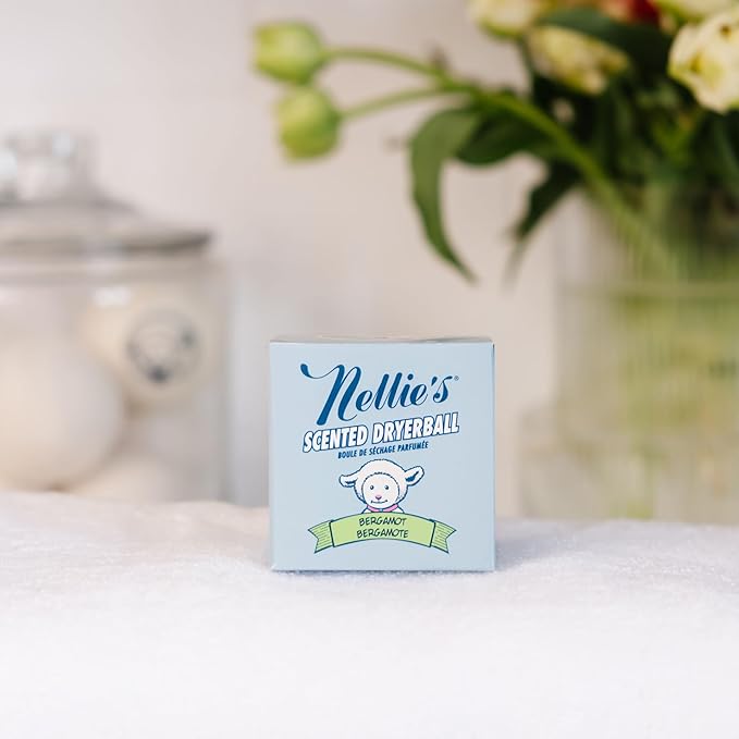 Nellie's Scented Wool Dryerball - Bergamot Scented - Made with 100% Pure New Zealand Wool and Lasts Approximately 50 Drying Loads - Silent in Your Dryer!