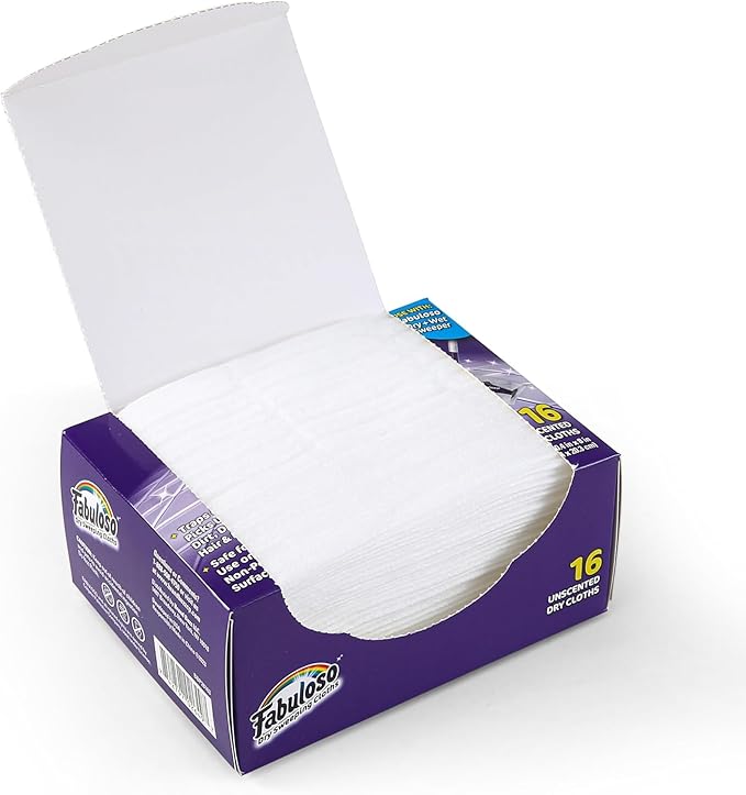 Fabuloso Dry Cloths Sweeping Pads, 16 Count, Disposable Dry Cloths for Use with Fabuloso Dry and Wet Sweeper, Traps and Locks Dirt, Dust, and Hair, 10.4 x 8 Inches Each - 10 Pack