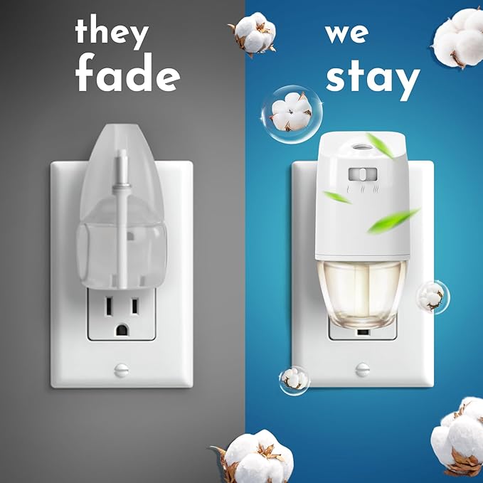 Plug In Air Freshener Refills - Cotton Scent, Wall Plug In Refills, Home Fragrance, 6 Pack (3.96 Fl Oz), Compatible with Air Wick & Glade, Not Include Glade Plus, for Bathroom, Bedroom, Office