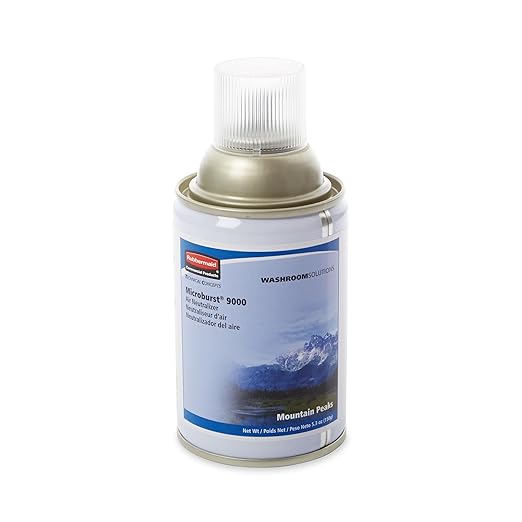 Rubbermaid Commercial Products Microburst 9000 Air Freshener Aerosol Refill Mountain Peaks Long Lasting Automatic Odor Control System for Restrooms in Restaurants/Airports/Offices