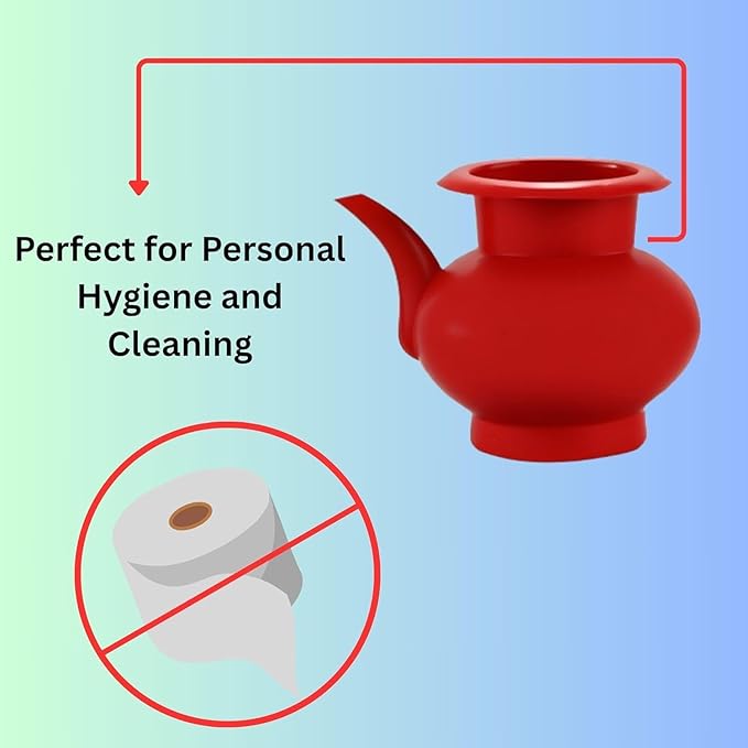 Plastic Water Bodna for Bathroom Use – 2.5 Liter Capacity, Durable Household Bodna.Red