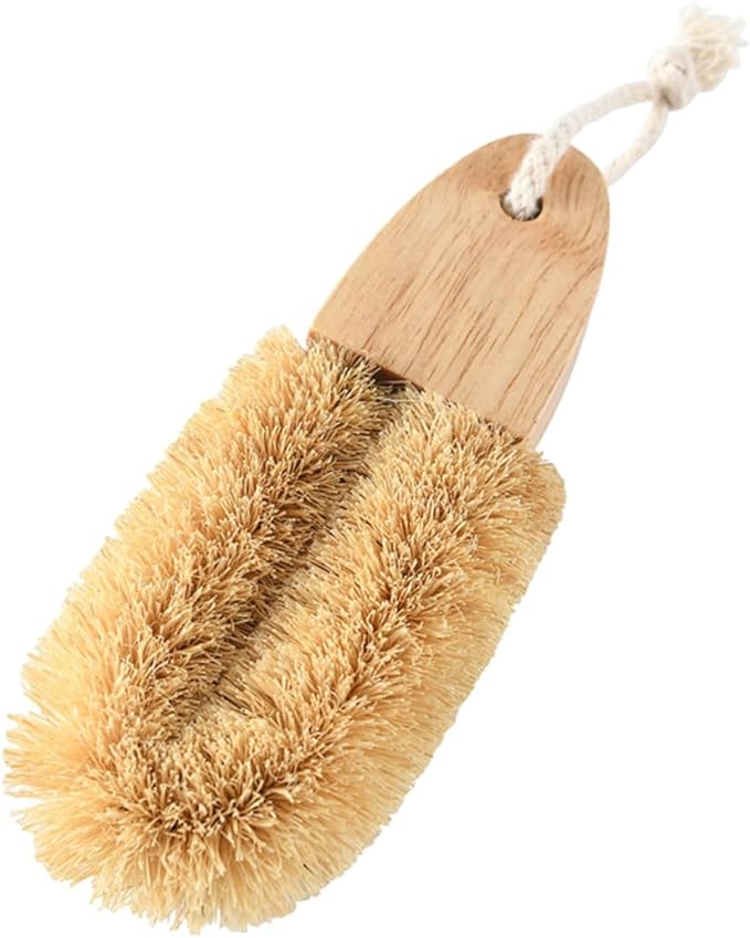OUNONA Shaped Pot Brush for Wok Cleaning Durable Kitchen Supply with Long Handle and Lanyard for Dishwashing Sinks and Cast Cookware