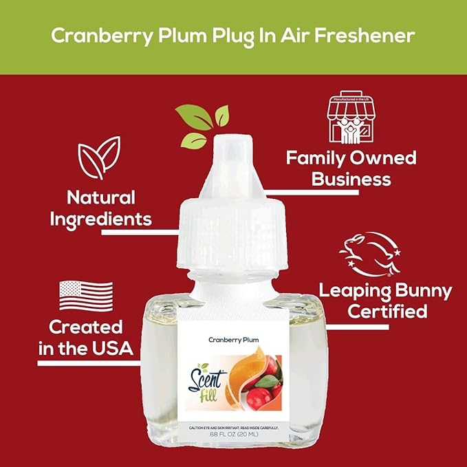 Scent Fill Cranberry Plum Plug in Air Freshener, 4 Scented Oil Refills