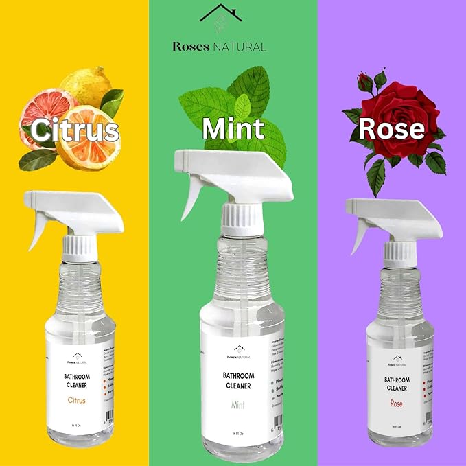 Plant-Based Bathroom Cleaner, Soap Scum Remover, Deodorizing, Multi-Surface (Rose)