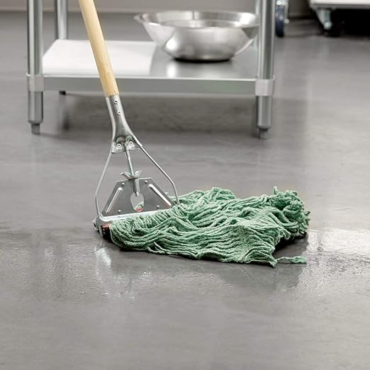 Rubbermaid Commercial Products Super Stitch Large 24 OZ Blend Wet Mop, 5" Headband, Green, for Industrial/Professional General Purpose Cleaning of Hard Floors Including Hardwood/Tile