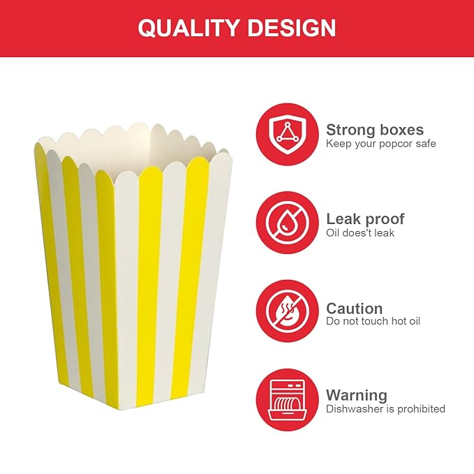 XIEHE 24 Pack Striped Popcorn Boxes - Carnival Parties Mini Paper Popcorn and Candy Containers, Party Supplies for Movie Nights (Green)