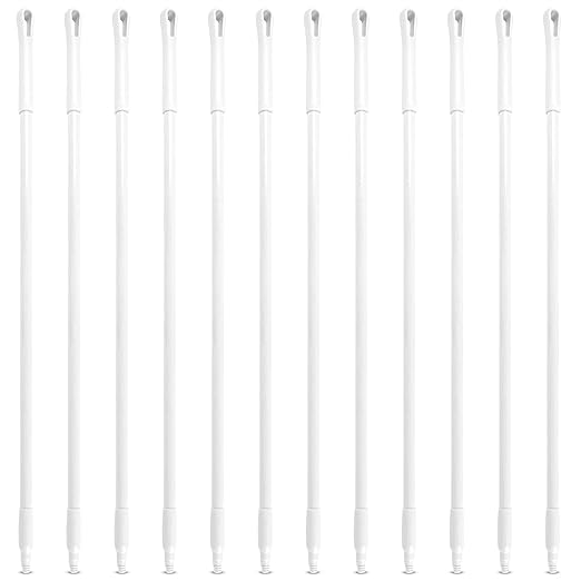 SPARTA 48" Fiberglass Replacement Handle with 3/4" Acme Thread Tip, Polyester Veil Reinforced, Hanging Cap, Commercial Cleaning, White (Pack of 12)