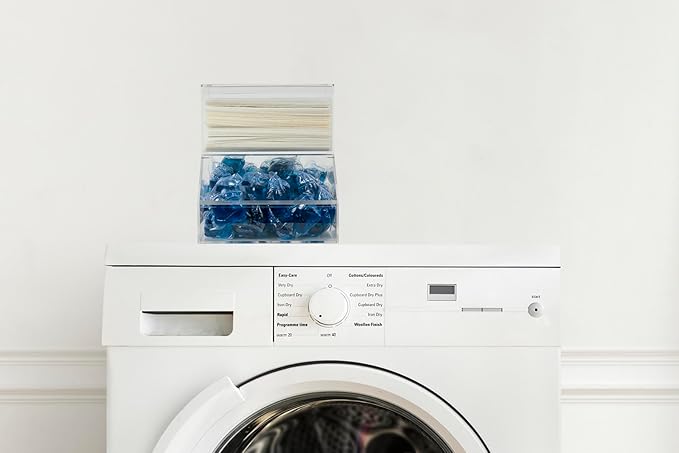 IneVibe Acrylic Dishwasher Pods & Sponge Holder w/Lids - 2 Compartment Container for Storing Detergent Tablets, Dryer Sheets, Laundry Pods for Kitchen Sink Organization