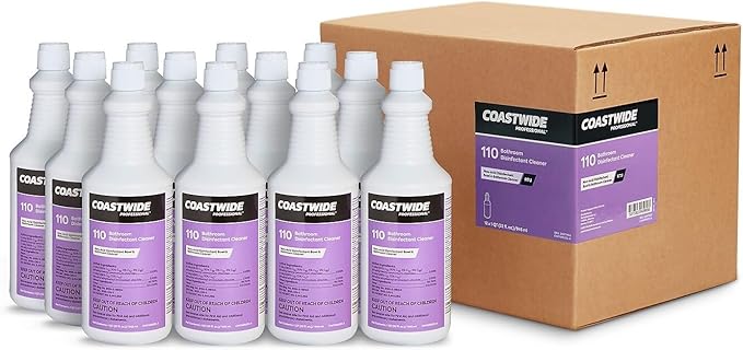 COASTWIDE Professional Restroom Cleaner Non-Acid Disinfectant Bathroom Cleaner, 32 Oz., 12/Carton