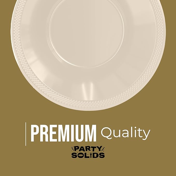Party Solids 12 Oz Ivory Plastic Bowls Disposable Bowls for Hot Food Soup 50 Pcs - For Soup, Salad, Cereal, Desserts & Party Supplies