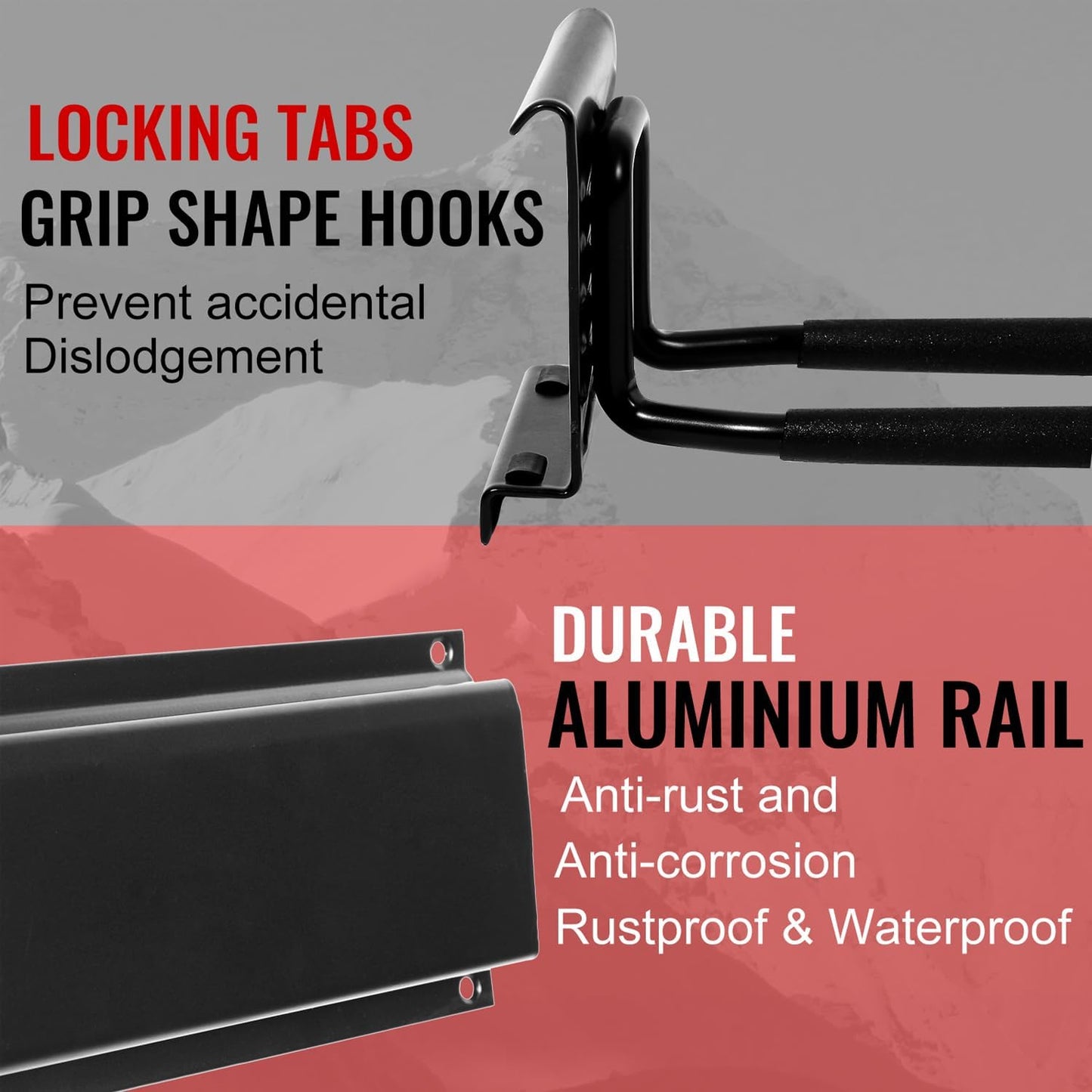 Wall Mount Tool Storage Rack, Garage Organization, Heavy Duty Garage Storage Tool Organizer, Garden Tool Wall Hooks and Hangers, Hold Up to 350lbs Black 2Pack