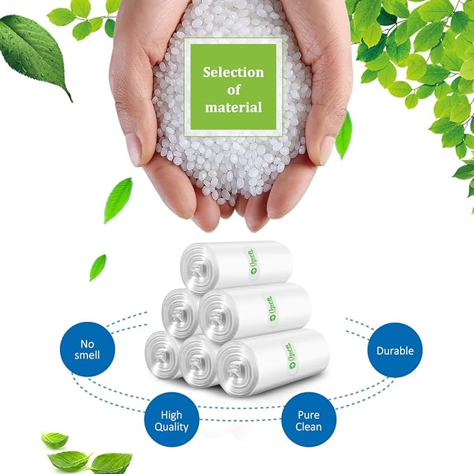 1.2 Gallon 330 Counts Small Trash Bags Garbage Bags by Teivio, Bathroom Trash Can Bin Liners, Small Plastic Bags for home office kitchen (Clear)