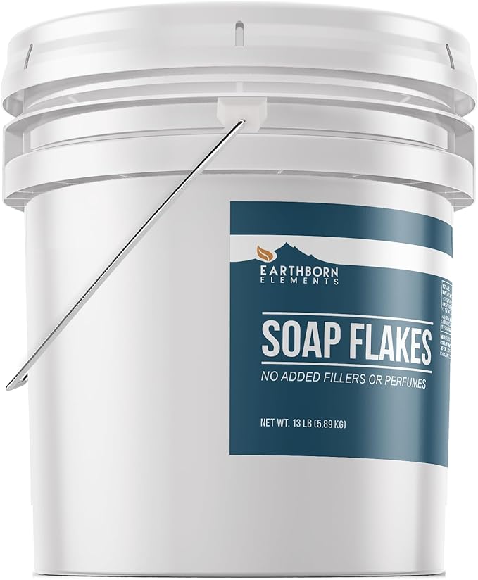Earthborn Elements Soap Flakes 3.5 Gallon Bucket, Homemade Laundry Detergent, Tallow-Based, Unscented