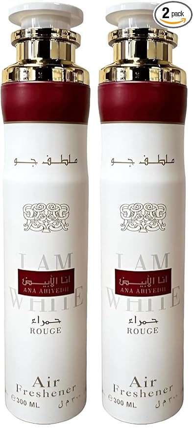 Lattafa Ana Abiyedh Rouge – Spicy, Woody, Amber, Musky – Air Freshener, 10.1 Ounce / 300 ml (Pack of 2)