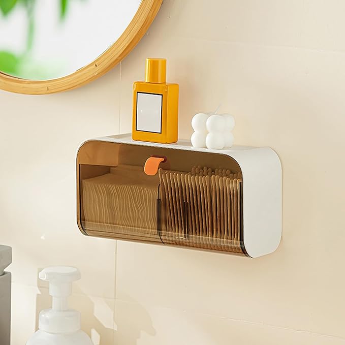 Pad Holder for Bathroom,Sanitary Napkins Organizer,Feminine Tampons Storage Day Overnight Cotton Pad Holder, Brown