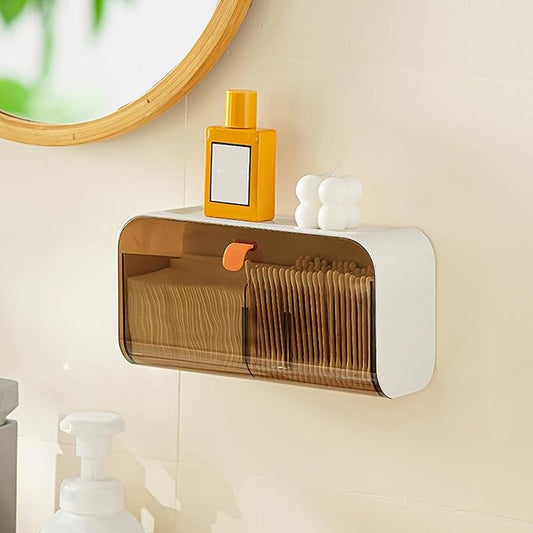 Pad Holder for Bathroom,Sanitary Napkins Organizer,Feminine Tampons Storage Day Overnight Cotton Pad Holder, Brown