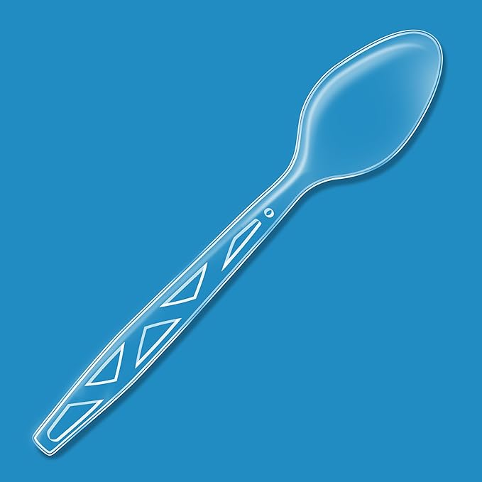 Amazon Basics Disposable Clear Plastic Spoons,Premium Quality,Large Package,100 Count (Pack of 10)