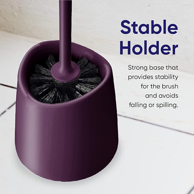Toilet Brush Cleaner and Holder Purple Toilet Bowl Cleaner Brush with Scrubbing Wand, Brush and Storage Caddy for Easy Bathroom Cleaning