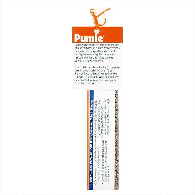 PUMIE Toilet & Tile Pumice Cleaner, Pumice Stick with Handle, Multi-Function Toilet Bowl Cleaner by US Pumice, Bath-8, Pack of 2