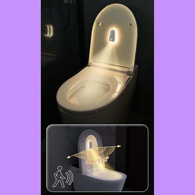 Self Cleaning UV Toilet Sanitizer Light, Motion-Activated, Rechargeable, Night Light, Adhesive-Mounted for Shared Bathrooms, For Elderly & Pet (1pcs)