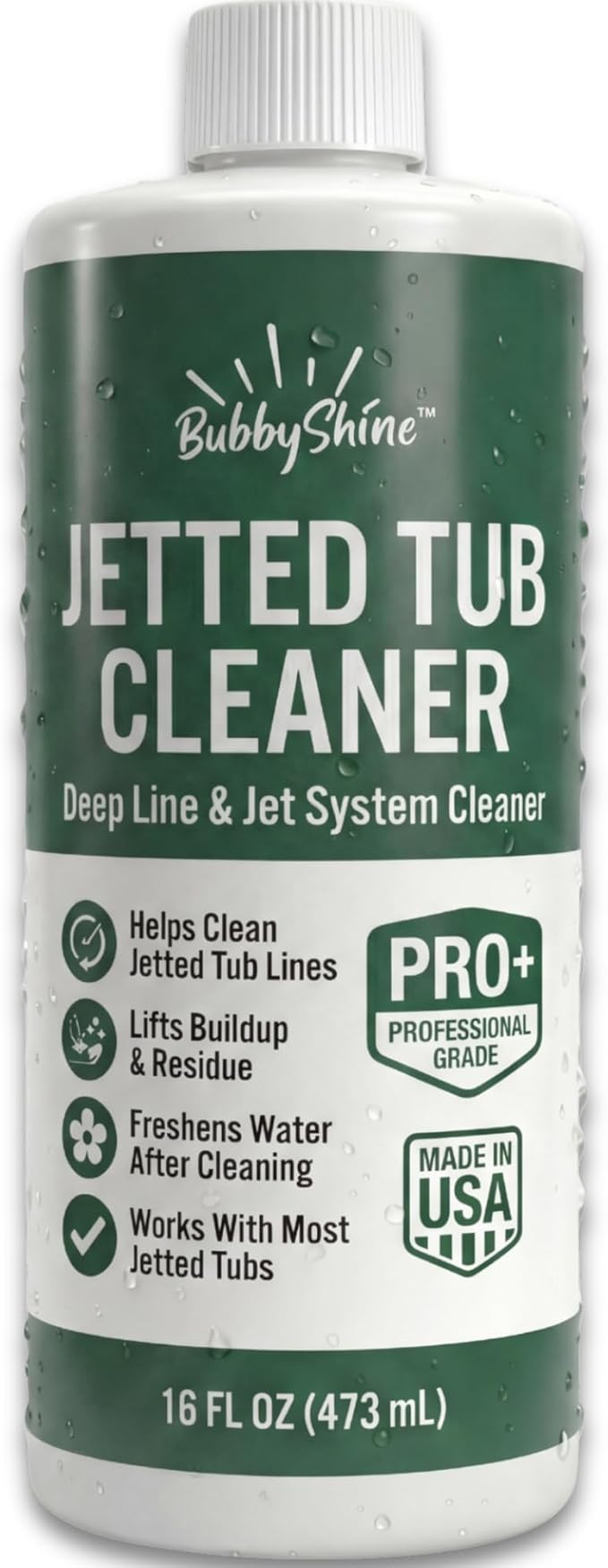 BubbyShine Jetted Tub Cleaner for Bathtub Jets – Deep Cleaning Bathtub Cleaner Formula for Jacuzzi & Whirlpool Tubs, Pro Grade System Flush for Internal Lines and Pipes, Made in USA, 16 oz