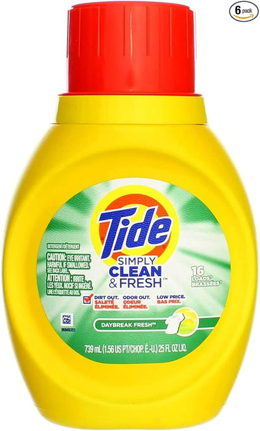 Tide Simply Clean and Fresh Daybreak Fresh Scent Liquid Laundry Detergent, 25 Fluid Ounce - 6 per case.