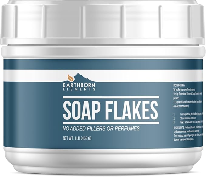 Earthborn Elements Soap Flakes (1 lb), Homemade Laundry Detergent, Tallow-Based, Unscented