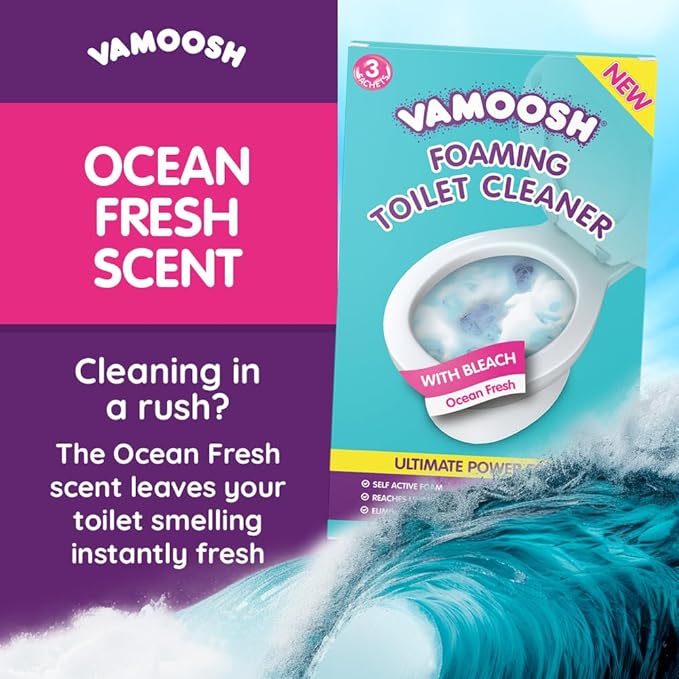 Vamoosh 6-in-1 Toilet Foaming Cleaner | Self-Activating Foam Technology | Stays Active for 10 Minutes | Easy to Use | Removes Stains | Eliminates Limescale & Removes Odor | 100g (Pack of 3)