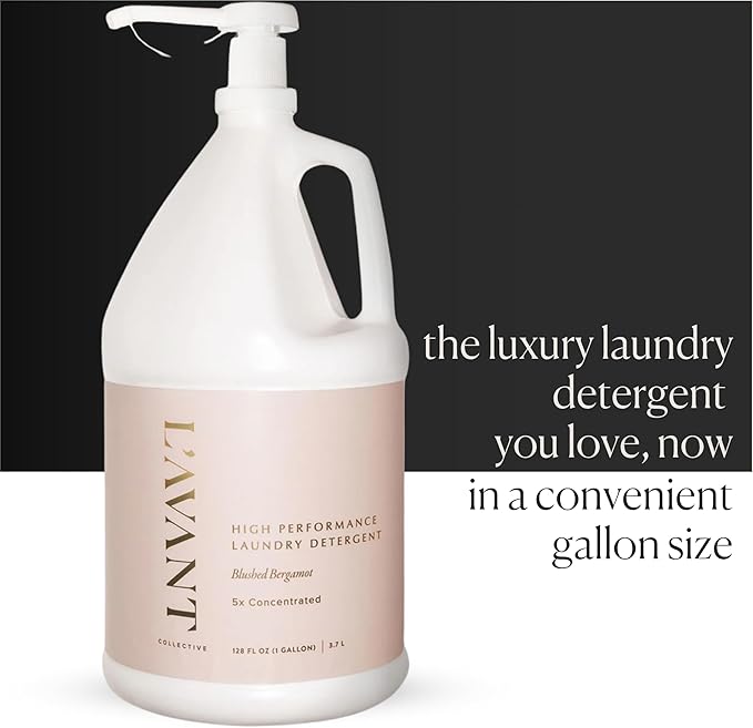 L'AVANT Collective Luxury Laundry Detergent | Blushed Bergamot | Natural Non-Toxic Liquid Laundry Soap with Enzymes | Bulk 1 Gallon, 5x Concentrated, Plant-Based, HE Compatible | 128 oz