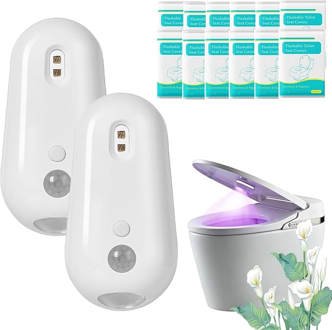 Self Cleaning UV Toilet Sanitizer Light, Motion-Activated, Rechargeable, Night Light, Adhesive-Mounted for Shared Bathrooms, For Elderly & Pet