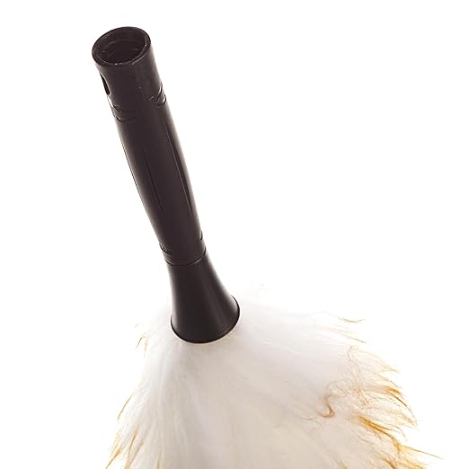 Unger Commercial StarDuster® Lambswool Duster with Handle (Case of 6), 17.5" Length, White/Black – Ideal for Dusting Shelves, Surfaces, and High Access Areas, LWDU0