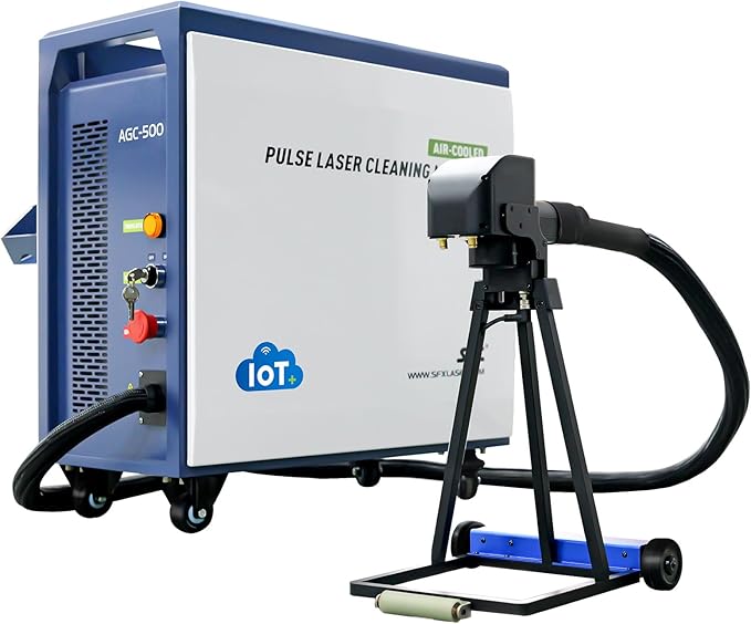 ZAC 500W G Series IoT Air Cooled Laser Cleaner Self-propelled Rust Remover Removal Machine AC110-220V for Removing Oxide Films Paint Oil Stains Coating Class 1 Output Power 0.39mW