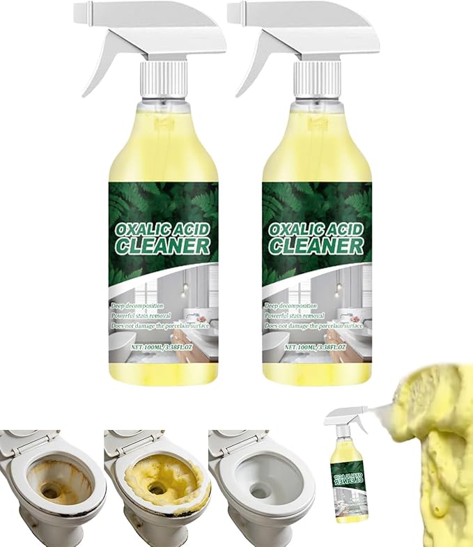 Oxalic Acid Cleaner - 2026 Oxalic Acid Powerful Stain Cleaner, Advanced Rust & Water Scale Remover, Multi-Surface Cleaning Spray for Bathroom & Kitchen Tiles, Sinks, Tubs & Porcelain (2PCS)