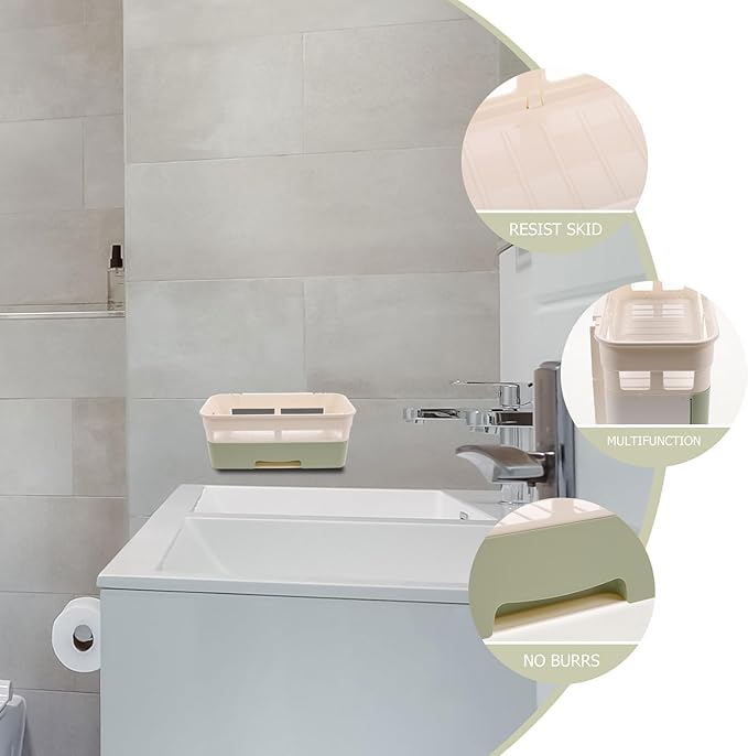 Multifunction Bathroom Organizer with Drawer, Drill-free Removable Shower Storage Rack, Plastic Shower Caddy for Toiletries and Countertop Storage Random Color