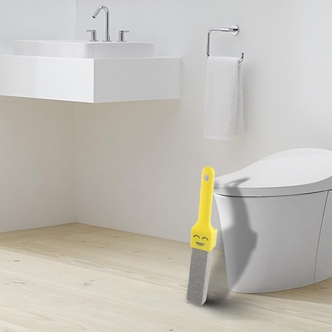 Natural Pumice Toilet Cleaning Brush With Ergonomic Handle For Removing Yellow Stains Rust Scale On Toilets Sinks Bathtubs Tiles Chemical-Free Multi-Use Bathroom for SURFACE Cleaner (Yellow)