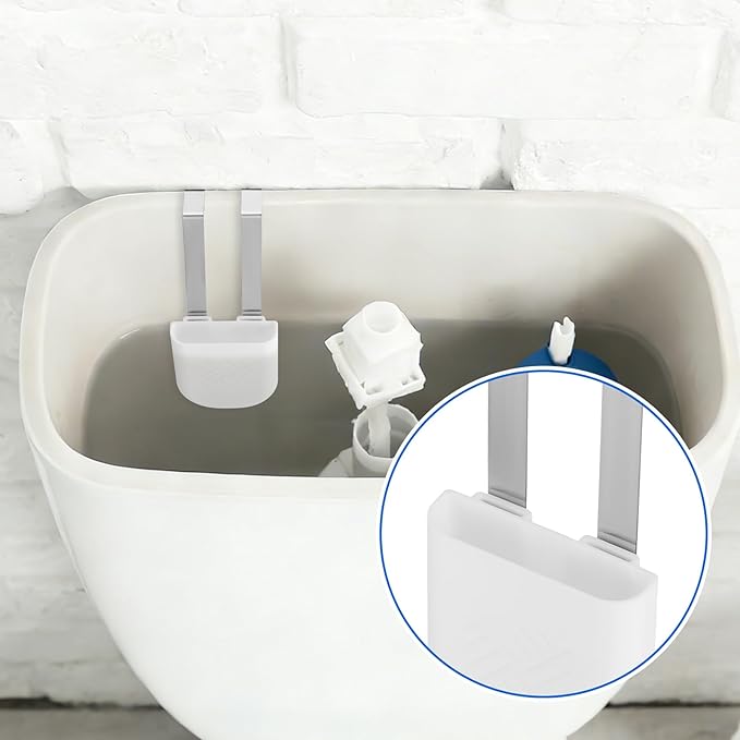 4 Pack Toilet Bowl Cleaner Holder, Hanging Toilet Tank Caddy with Dual Stainless Steel Hooks, White Toilet Cleaner Organizer for Cleaning Tablets, Bleach Discs