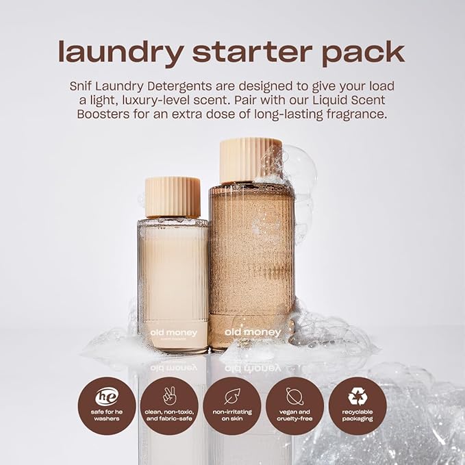 Snif Old Money Laundry Detergent, Rich and Cozy Scent, 32 Loads, Non-Irritating to Skin, Clean, Non-Toxic, Vegan, Cruelty Free, 16oz
