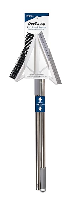 DuoSweep 2-in-1 Broom and Squeegee, 43.7 inch Handle, Multi-Surface Cleaning Tool