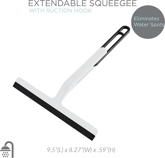Bath Bliss Extendable Suction Hook Squeegee, Chrome