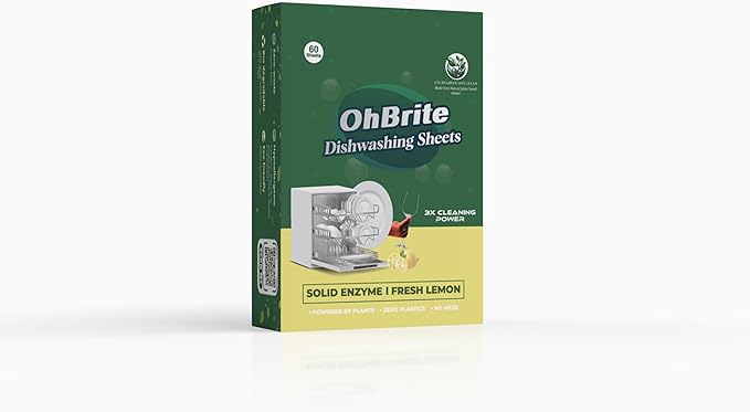 Eco-Friendly, Biodegradable, Dishwashing Detergent Sheets (Plant-Based Formula – 60 Sheets) – Fresh Lemon