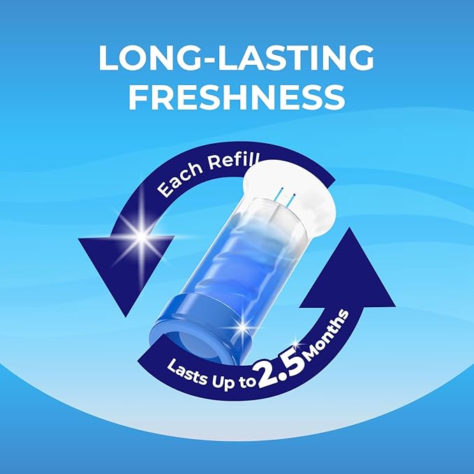 Toilet Gel Stamp, 5 Pack (Total 40 Stamps, Up to 1-Year Supply) Toilet Bowl Freshener, Long Lasting Toilet Cleaners Gel for Bathroom Odor Control (Ocean)
