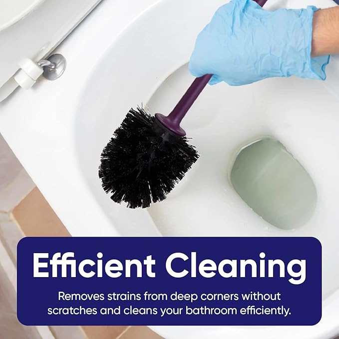 Toilet Brush Cleaner and Holder Purple Toilet Bowl Cleaner Brush with Scrubbing Wand, Brush and Storage Caddy for Easy Bathroom Cleaning