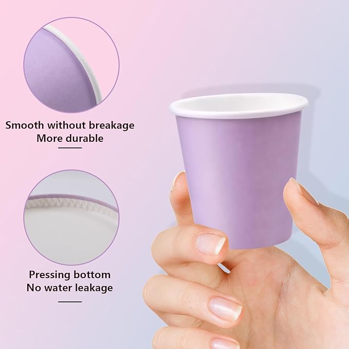 150 Pack 3oz Bathroom Cups, 3oz Paper Cups, Mouthwash Cups, Small Paper Cups Ideal for Bathroom, Supermarket, Birthday Party, Picnic and BBQ (Purple)