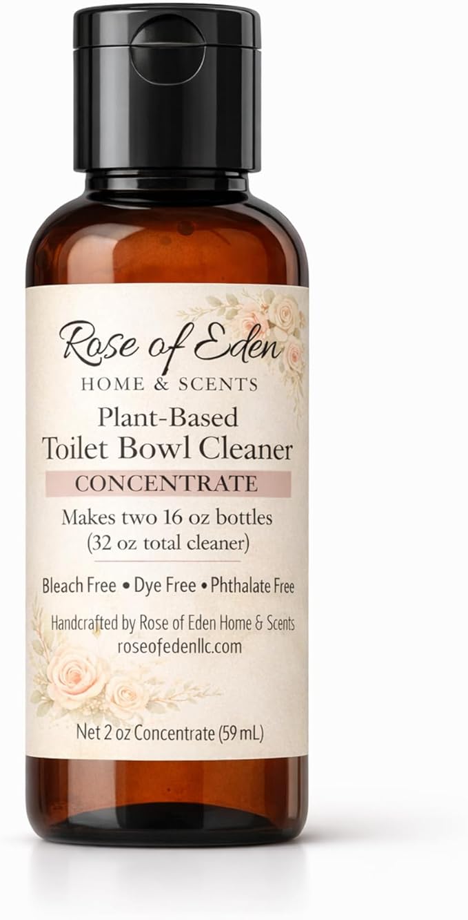 Plant-Based Toilet Bowl Cleaner Concentrate, Bleach, Phthalate, and SLS Free, Fresh Mint Citrus or Unscented, 2 oz, Rose of Eden Home and Scents (Unscented)