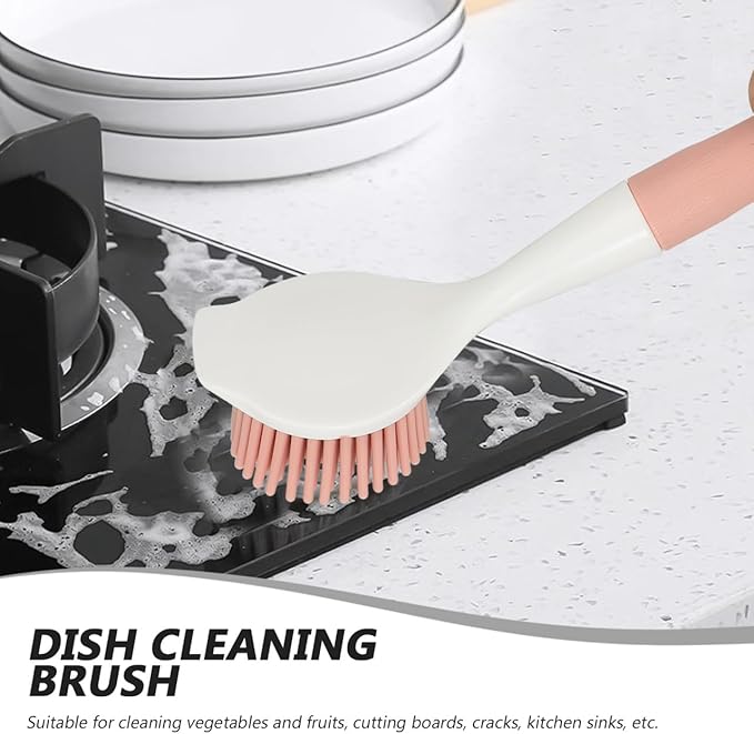Luxshiny Dish Brush with Long Handle: Pot Scrubber Kitchen Scrub Brush Ergonomic Dish Washing Scrubber for Dishes and Pots Non-Scratch Cleaning