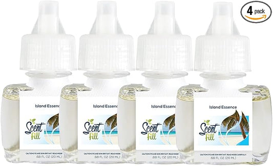 Scent Fill Island Essence Plug in Air Freshener, 4 Scented Oil Refills