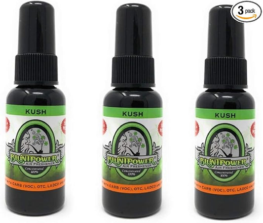 Blunt Power (Kush, 3 Pack) Concentrated Air Freshener - Premium Oil Based Air Freshener Spray for Home and Car - Long-Lasting Bathroom Spray, Car Freshener, & Odor Eliminator Spray
