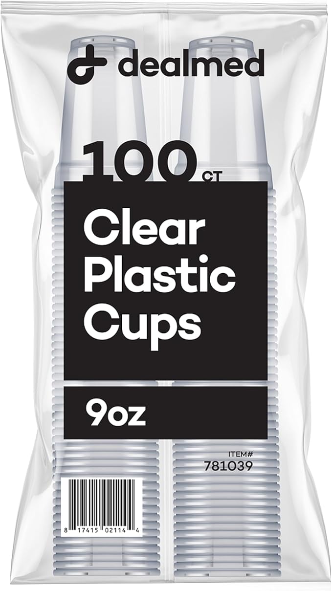 Dealmed Professional 9 oz. Disposable Plastic Cups - 100% Recyclable for Healthcare, Dental, Veterinary & Food Service Use (Pack of 100)